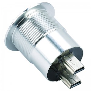 سوکت اتصال USB آنودایز آلومینیومی با قطر 22 میلی متر دو لایه 2*USB2.0 mini زن به مرد