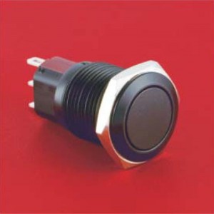 Interruptor de botón pulsador de metal de 16MM de acero inoxidable o latón chapado en negro 1NO1NC PM165F(H)-11/J/S(A)