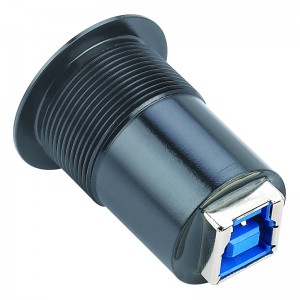22 mm-ko muntaketa-diametroko plastikozko USB konektorearen entxufea USB3.0 Eme A Eme B-ra