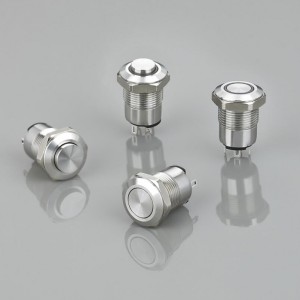 12 MM logam baru Stainless steel saklar tombol tekan sesaat atau latching dengan lampu LED cincin PM125F(H)-10E/S