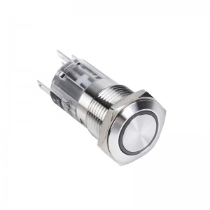 16 մմ մետաղական Չժանգոտվող պողպատ 1NO1NC ակնթարթային փակման միացում-անջատման կոճակի անջատիչ օղակաձև LED լույսով PM164F(H)-11E/S