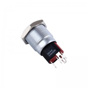 Прекинувач со копче за притискање 16mm метал од нерѓосувачки челик 1NO1NC со осветлена точкаст PM165F(H)-11D/J/S