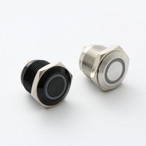 ELEWIND 16mm interruptor de botão de metal momentâneo 1NO com luz de anel de três cores RGB (PM161F-10E/J/RGB/▲/◎)
