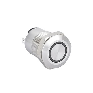 12 մմ նոր մետաղական Չժանգոտվող պողպատից ակնթարթային կամ փակող կոճակի անջատիչ օղակաձև LED լույսով PM125F(H)-10E/S