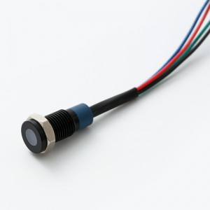 Сарвари гунбази ELEWIND 8mm 10MM 12MM металлӣ IP67 мӯҳршудаи RGB се ранги индикатори чароғи сигнали пилотӣ бо кабели 15cm