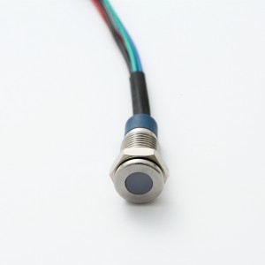 Сарвари гунбази ELEWIND 8mm 10MM 12MM металлӣ IP67 мӯҳршудаи RGB се ранги индикатори чароғи сигнали пилотӣ бо кабели 15cm