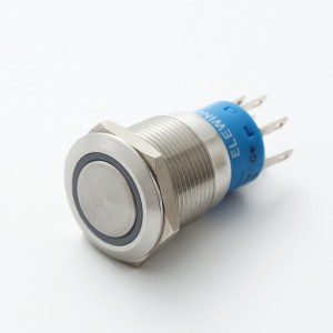 19mm 3 dräi LED Faarf Ring beliicht Schwaarz Aluminium oder Edelstol Dréckknäppchenschalter (PM192F-11E/J/RGB/12V/S)