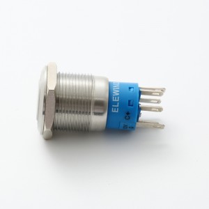 Interruptor de polsador d'alumini negre o acer inoxidable amb anell de tres LED de 19 mm il·luminat (PM192F-11E/J/RGB/12V/S)