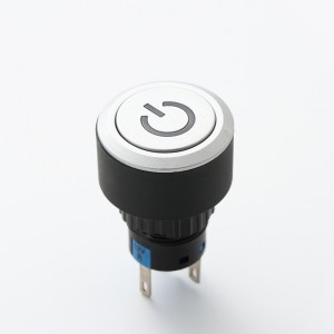 ELEWIND 22mm redondo iluminado símbolo de energia Interruptor de botão de pressão momentâneo de travamento (PB223WY-11ZT/B/12V)
