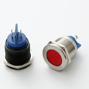 د 22mm فلیټ سر فلزي تور پیتل یا سټینلیس سټیل یا نکل پلیټ شوی پیتل IP67 LED شاخص روښانه پیلوټ سیګنال څراغ (PM22F-D)