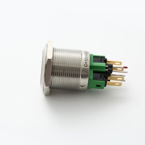 22mm aluminium ireng utawa Stainless steel 3 telung warna led ring diterangi tombol push switch latching (PM221F-11ZE/RGB/12V/A)