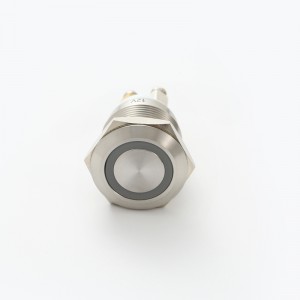 ELEWIND 19mm ring bercahya dipingpin lampu push tombol switch 1NO sakedapan logam stainless steel (PM191F-10E/R/12V/S)