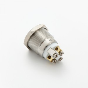 ELEWIND 19mm ring illuminated light push button switch 1NO momentary metal stainless steel (PM191F-10E/R/12V/S)
