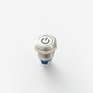 ELEWIND 12 mm anti-vandal kort kropsbelyst strømsymbol trykknapkontakt (PM121F-10DT/J/R/12V/S)