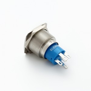 ELEWIND 22mm Anel iluminado quadrado DPDT travamento momentâneo Interruptor de botão de pressão de aço inoxidável (PM222S-11E/G/12V/S)
