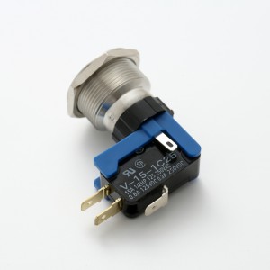 ELEWIND 15A LARGE current/Big current ステンレスメタルリングライトプッシュボタンスイッチ (19mm,22mm,25mm, UL認証)