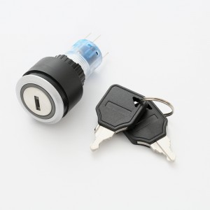 ELEWIND 22 mm apaļa apgaismota LED gaismas atslēgas slēdzene ar plastmasas spiedpogas slēdzi (PB223WY-11Y/21A/G/12V)