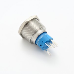 Botón pulsador de bloqueo momentáneo iluminado con anillo de acero inoxidable ELEWIND de 22 mm (1NO1NC) (PM222F-11ZE/G/12V/S)