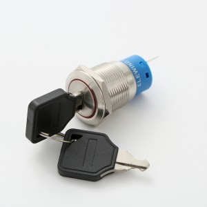 ELEWIND Interruptor de botón de metal de acero inoxidable con cerradura de llave de 19 mm 1NO1NC tipo de mantenimiento o retorno (PM192F-11Y / 21)