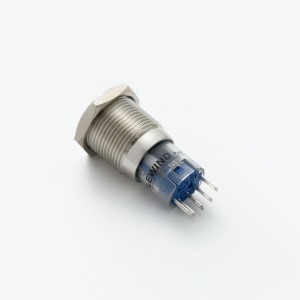 دکمه فشاری از جنس استیل ضد زنگ فلزی 16 میلی‌متری با نماد قدرت (PM162F-11ET/B/12V/S، PM162F-ZET/B/12V/S)