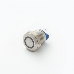 ELEWIND 12 mm metāla spiedpogas īslaicīgs slēdzis 1NO ar gredzena gaismu (PM121F-10E-S)
