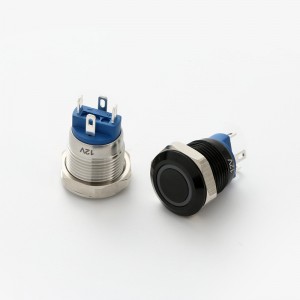 ELEWIND 12mm metalen drukknop switch momentary 1NO mei ring ljocht (PM121F-10E-S)