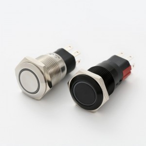 ELEWIND 16mm Fiksuojantis arba momentinio tipo RGB LED spalvotas trijų spalvų lemputė 1NO1NC (PM162F-11ZE/J/RGB/12V/A 4 kontaktai LED)