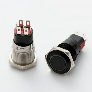 ELEWIND 16mm Fiksuojantis arba momentinio tipo RGB LED spalvotas trijų spalvų lemputė 1NO1NC (PM162F-11ZE/J/RGB/12V/A 4 kontaktai LED)