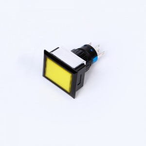ELEWIND 22 мм пластыкавы прамавугольны кнопкавы выключальнік з падсветкай (PB223WJ-11ZD/B/12V/IP40, PB223PJ-11ZD/B/12V/IP40)