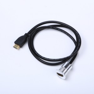 22mm माउन्टिंग व्यास धातु एल्युमिनियम anodized USB कनेक्टर सकेट USB2.0 HDMI महिला देखि पुरुष 100cm केबल संग