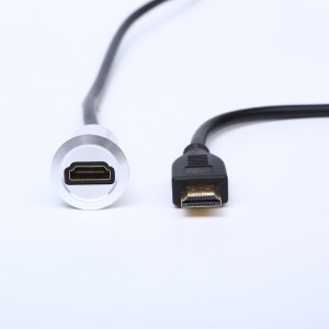 22mm de diamètre de montage métal aluminium anodisé connecteur USB prise USB2.0 HDMI femelle à mâle avec câble de 100cm