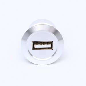 22mm మౌంటు వ్యాసం కలిగిన మెటల్ అల్యూమినియం యానోడైజ్డ్ USB కనెక్టర్ సాకెట్ USB2.0 ఫిమేల్ A నుండి ఫిమేల్ B