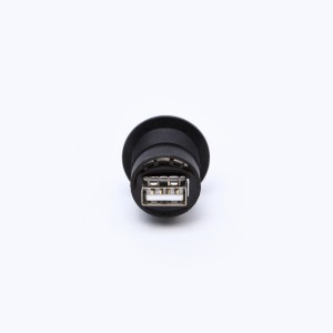 Soquete de conector USB de plástico de 22 mm de diâmetro de montagem USB 2.0 Fêmea A para Fêmea A