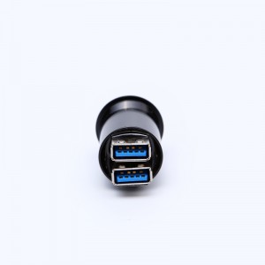 25mm mounting diameter metal Aluminum anodized USB connector socket double layer 2*USB3.0 Babae A hanggang Babae A