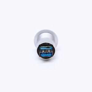 22mm ಮೌಂಟಿಂಗ್ ವ್ಯಾಸದ ಪ್ಲಾಸ್ಟಿಕ್ USB ಕನೆಕ್ಟರ್ ಸಾಕೆಟ್ USB3.0 ಸ್ತ್ರೀ A ನಿಂದ ಸ್ತ್ರೀ A