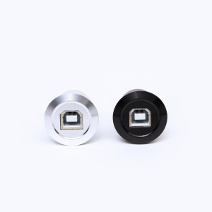 22mm diameter pemasangan logam Aluminium anodized konektor USB Soket adaptor USB2.0 Female B to Female A