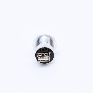 22 mm montažni premer, kovina, eloksiran aluminij USB priključek Adapterska vtičnica USB2.0 ženski B na ženski A