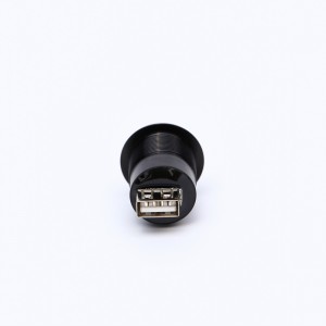 22 mm montažni premer, kovina, eloksiran aluminij USB priključek Adapterska vtičnica USB2.0 ženski B na ženski A