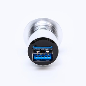 22mm diameter pemasangan logam Aluminium soket konektor USB anodized USB3.0 Female A to Female A