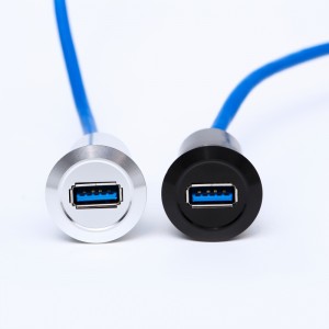 22mm mounting diameter metal Aluminum anodized USB connector socket USB3.0 Female A to male A nga adunay 60CM cable