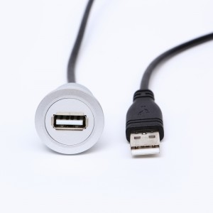 Đường kính gắn 22mm Ổ cắm đầu nối USB bằng nhựa USB2.0 Nữ A đến Nam A với cáp 60cm