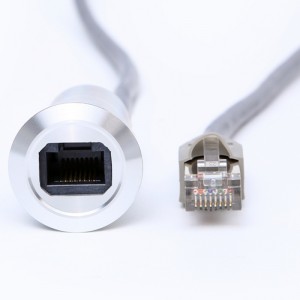 22mm mounting diameter metal Aluminum anodized USB connector socket USB2.0 RJ45 Babae sa lalaki na may 60CM cable
