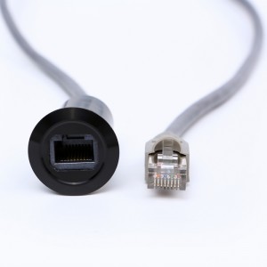 22mm diameter pemasangan logam Aluminium soket konektor USB anodized USB2.0 RJ45 Female to male dengan kabel 60CM