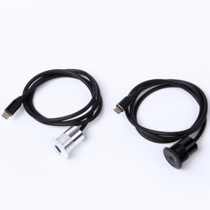 22 Mm Diameter Pemasangan Logam Aluminium Anodized USB Konektor Soket Tipe C USB3.1 Female C untuk Pria C dengan 100 Cm Kabel