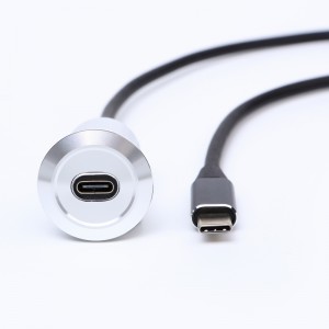 22mm 取り付け直径 金属 アルミニウム アルマイト USB コネクタ ソケット タイプ C USB3.1 メス C - オス C 100CM ケーブル付き