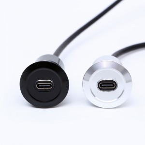 Conector USB de aluminio anodizado de metal de 22 mm de diámetro de montaje tipo C USB3.1 hembra C a macho C con cable de 100CM