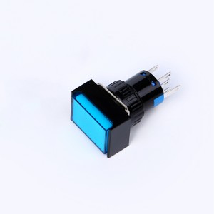 Comutator cu buton iluminat ELEWIND de 16 mm, plastic, 5 pini, momentan sau cu blocare (1NO1NC) (PB161F-11Z/G/12V)