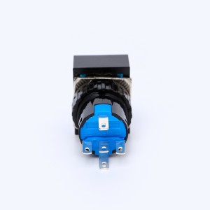 ELEWIND 16 mm plastik 5-pin terminal firkantet momentan eller låsende (1NO1NC) oplyst trykknapkontakt (PB161F-11Z/G/12V)