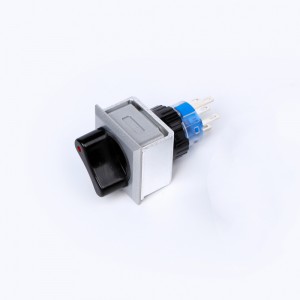 ELEWIND 22mm Plastic 5 PIN termin Square RING swiċċ selettur illuminat (PB223PF-11X/21/R/12V ，PB223WF-11X/21/G/12V)