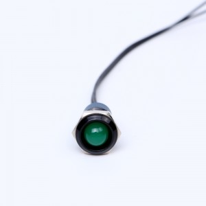 12mm flaach Kapp Metall Edelstol schwaarz Messing vernickelt Messing Indikatorlicht Signallampe mat Kabel 15CM(PM12F-D/X)